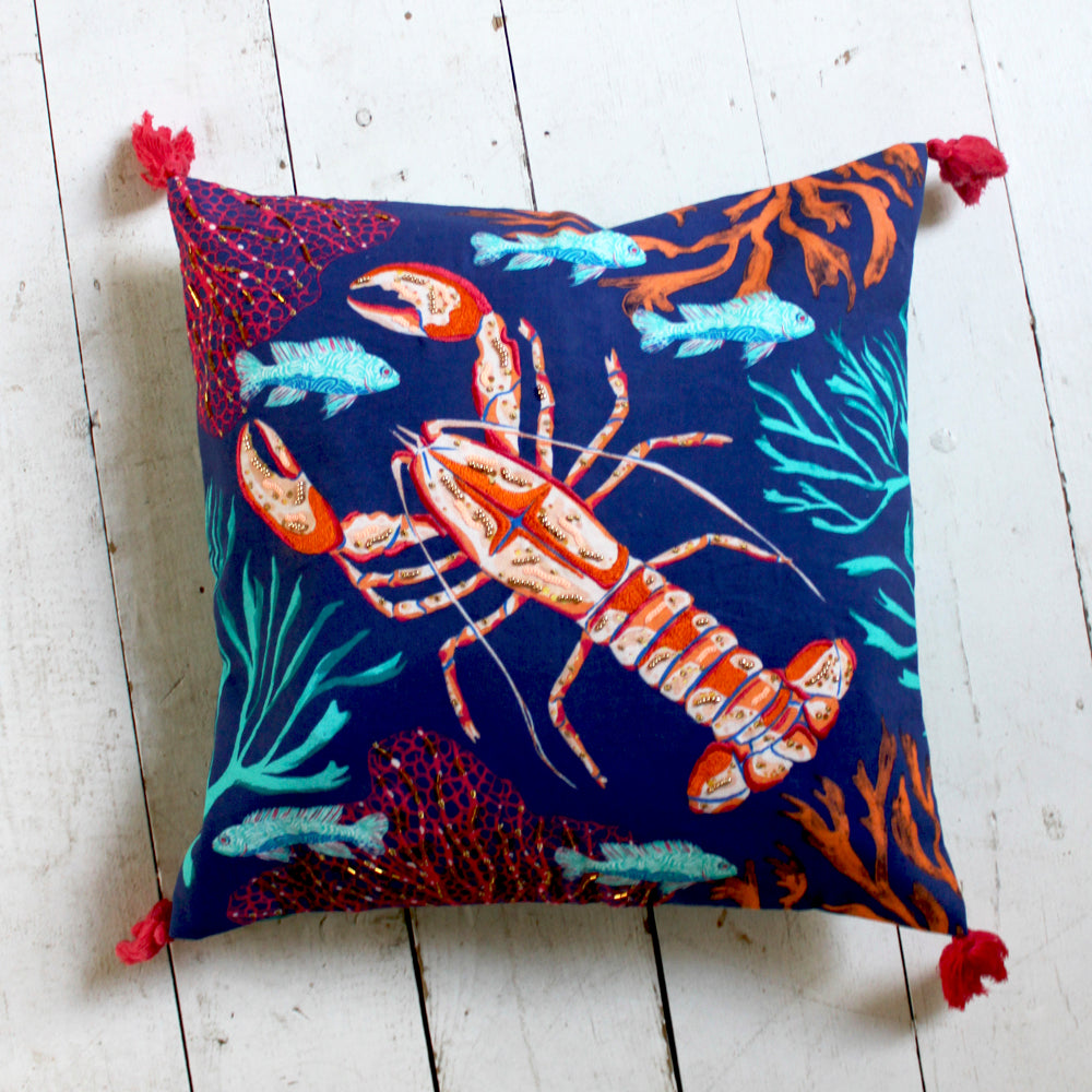 Coral Lobster Cushion