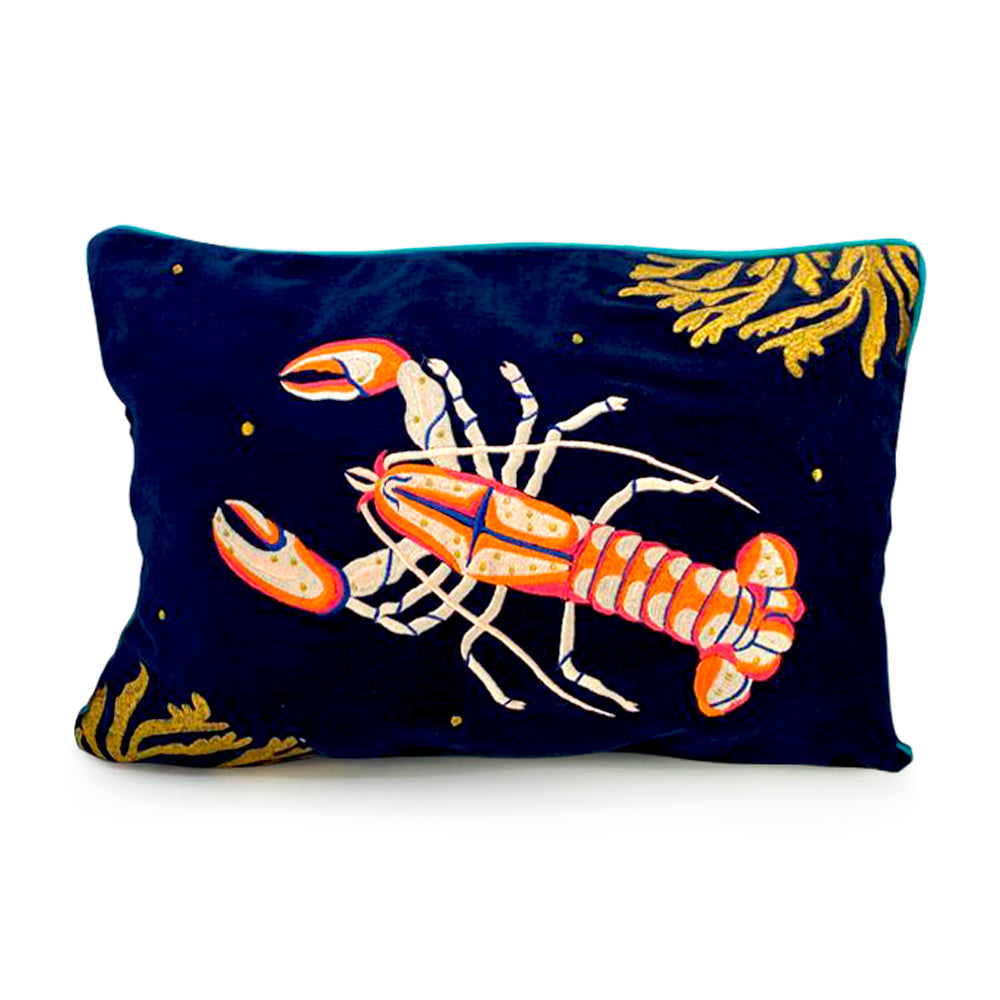 Coral Velvet Lobster Cushion
