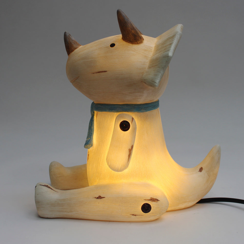 Wood Effect Cute Sitting Triceratops Light
