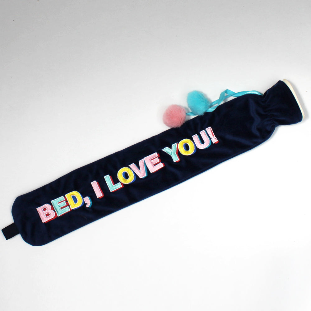 Long Hot Water Bottle 'Bed I Love You'