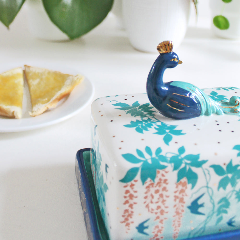 Luxe Butter Dish Peacock
