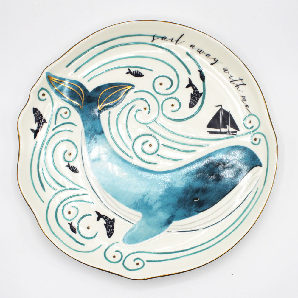 By The Sea Plate Whale
