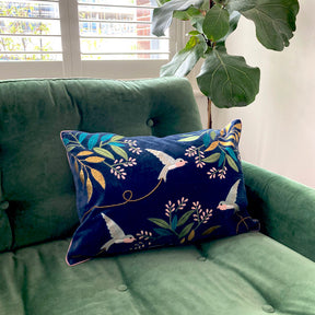 Secret Garden Velvet Bird Cushion