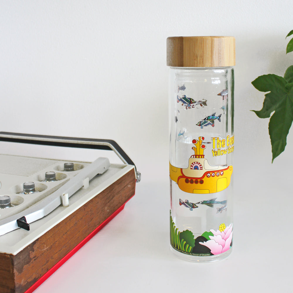 The Beatles Yellow Submarine Glass Water Bottle